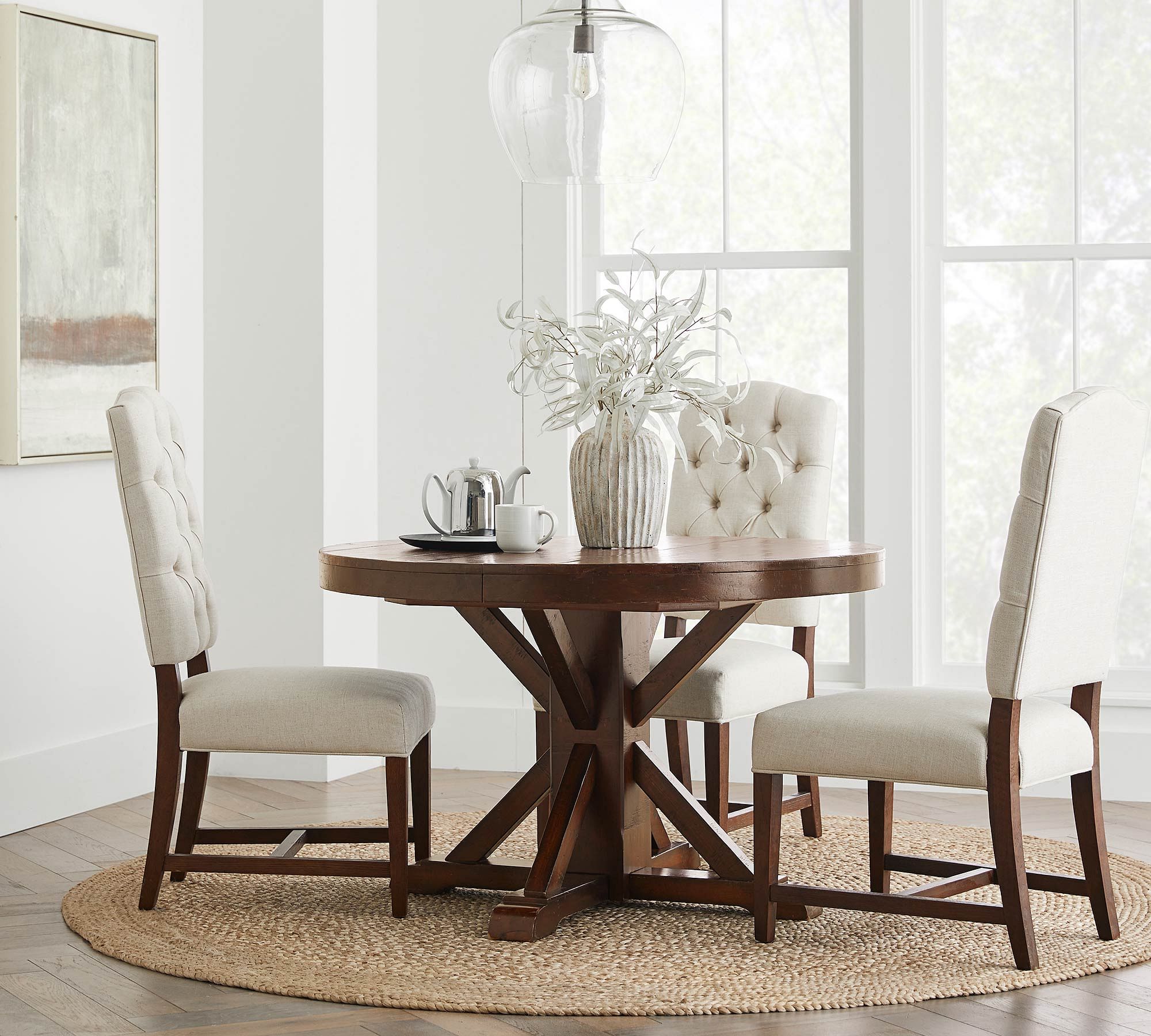 Benchwright Round Pedestal Extendable Dining Table (48"-72") thumbnail 2