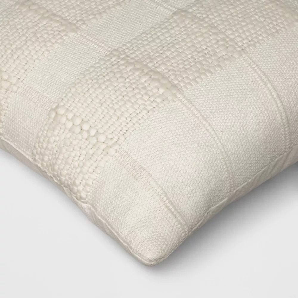 Textural Solid Square Throw Pillow Off-White 18x18 thumbnail 3