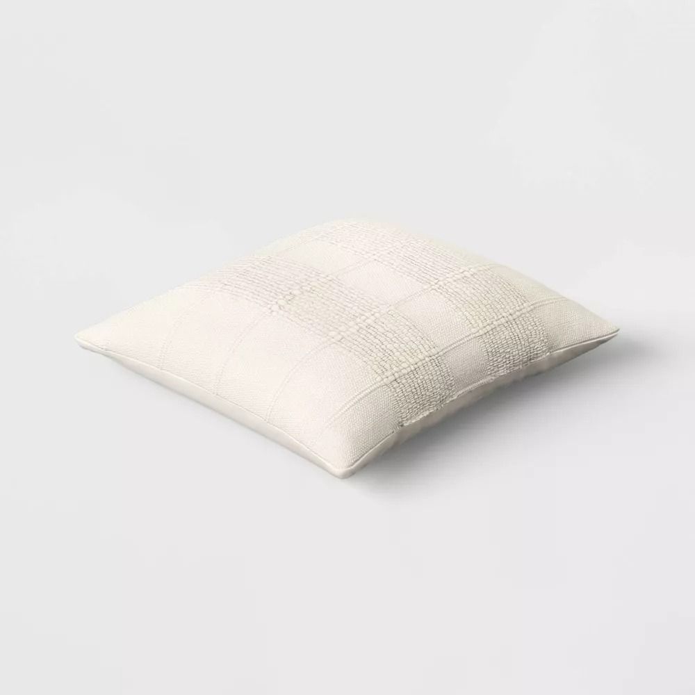 Textural Solid Square Throw Pillow Off-White 18x18 thumbnail 4
