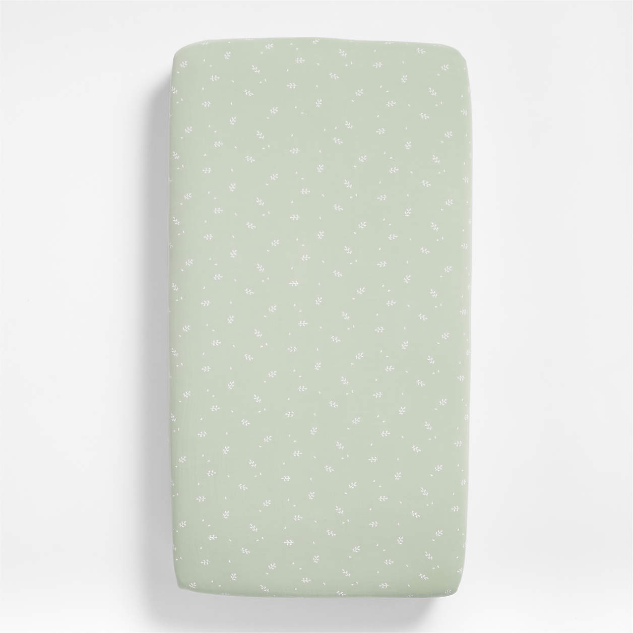 Supersoft Muted Teal Leaf Print Organic Cotton Gauze Baby Crib Fitted Sheet thumbnail 6