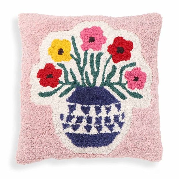 Blossom Tufted Cotton 20" Square Accent Pillow