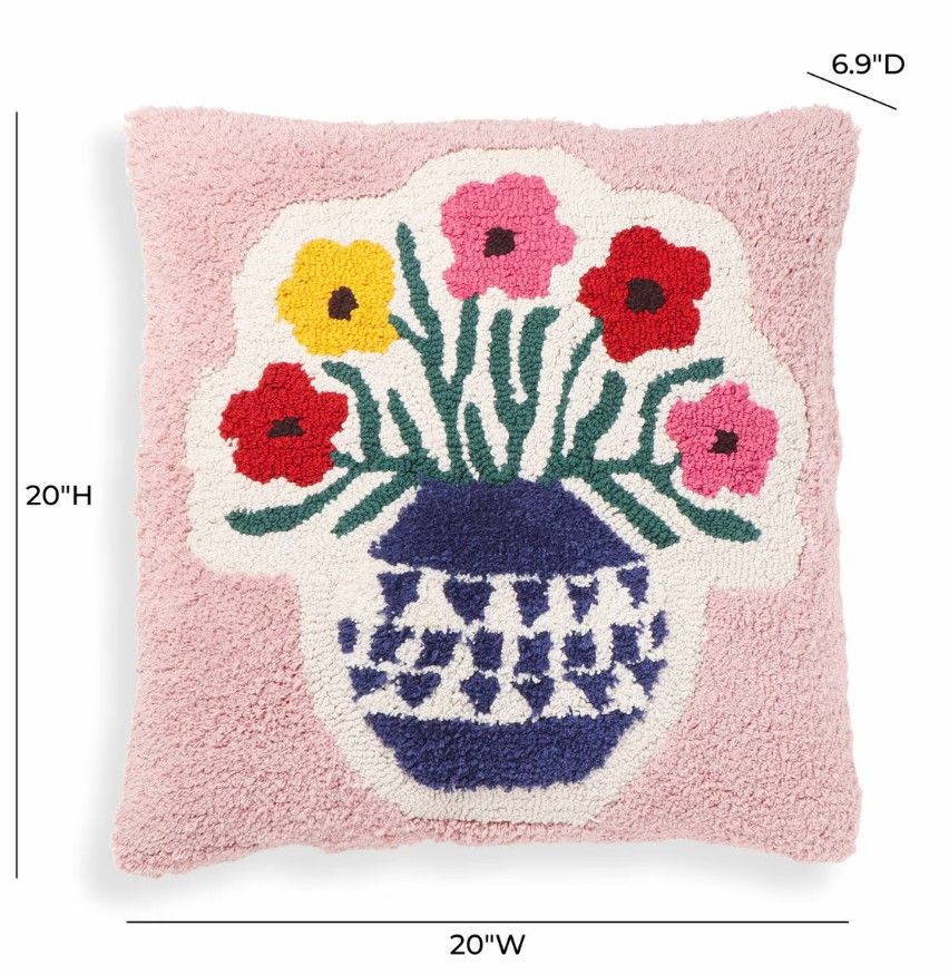 Blossom Tufted Cotton 20" Square Accent Pillow thumbnail 4