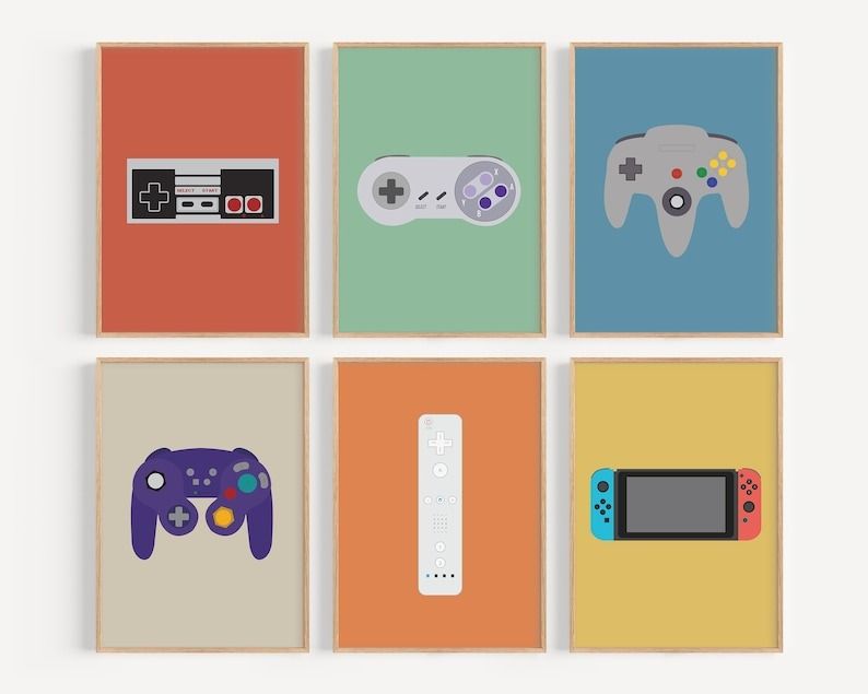 Video Game Controllers Art Print Green thumbnail 2