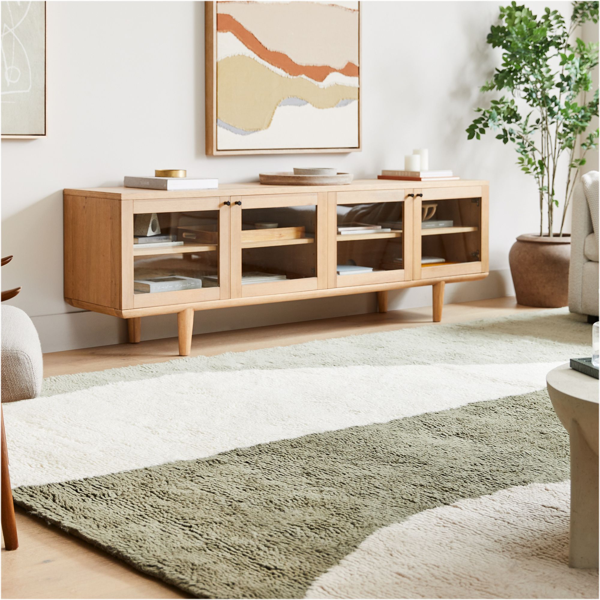 Modern Wave Shag Wool Rug 9'x12' thumbnail 2