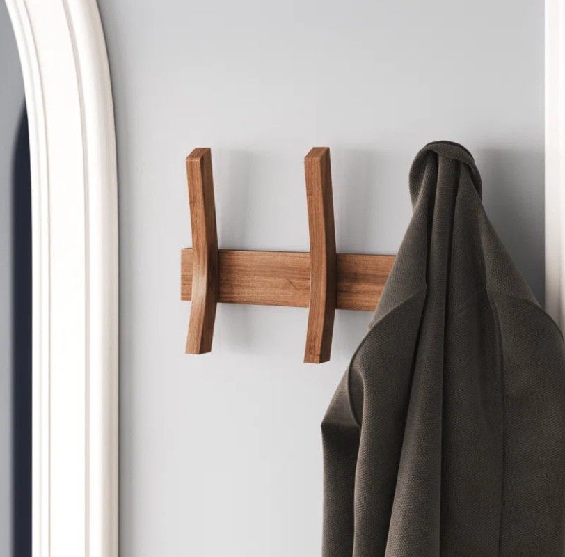 Algarin Solid Wood Wall 3 Hook Wall Mounted Coat Rack thumbnail 2