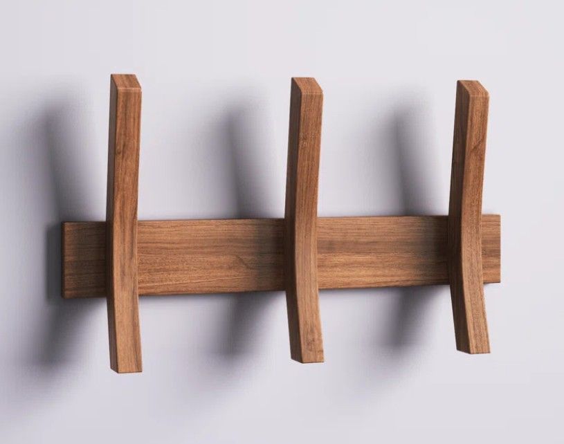 Algarin Solid Wood Wall 3 Hook Wall Mounted Coat Rack thumbnail 3