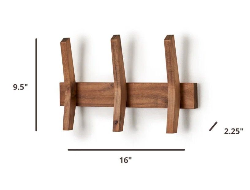 Algarin Solid Wood Wall 3 Hook Wall Mounted Coat Rack thumbnail 5