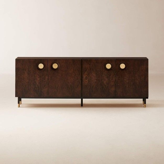 Carbon Brown Burl Wood Media Credenza thumbnail 3