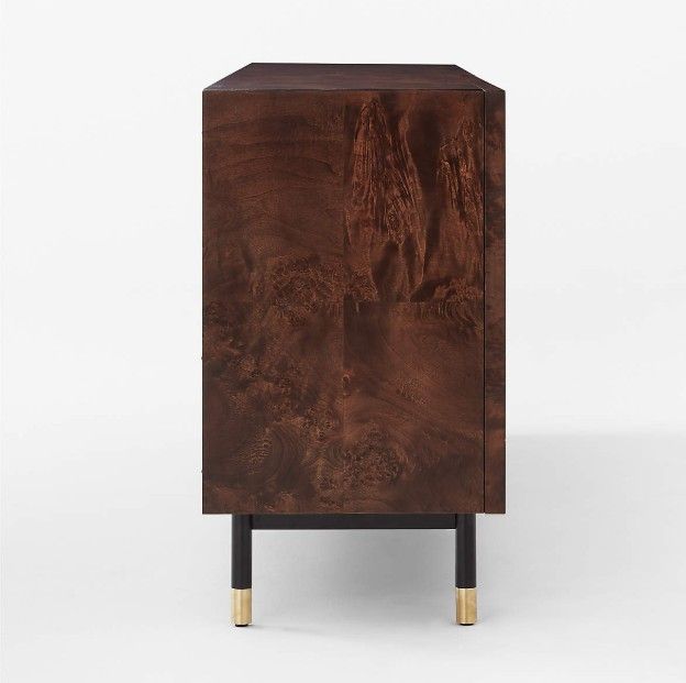 Carbon Brown Burl Wood Media Credenza thumbnail 4