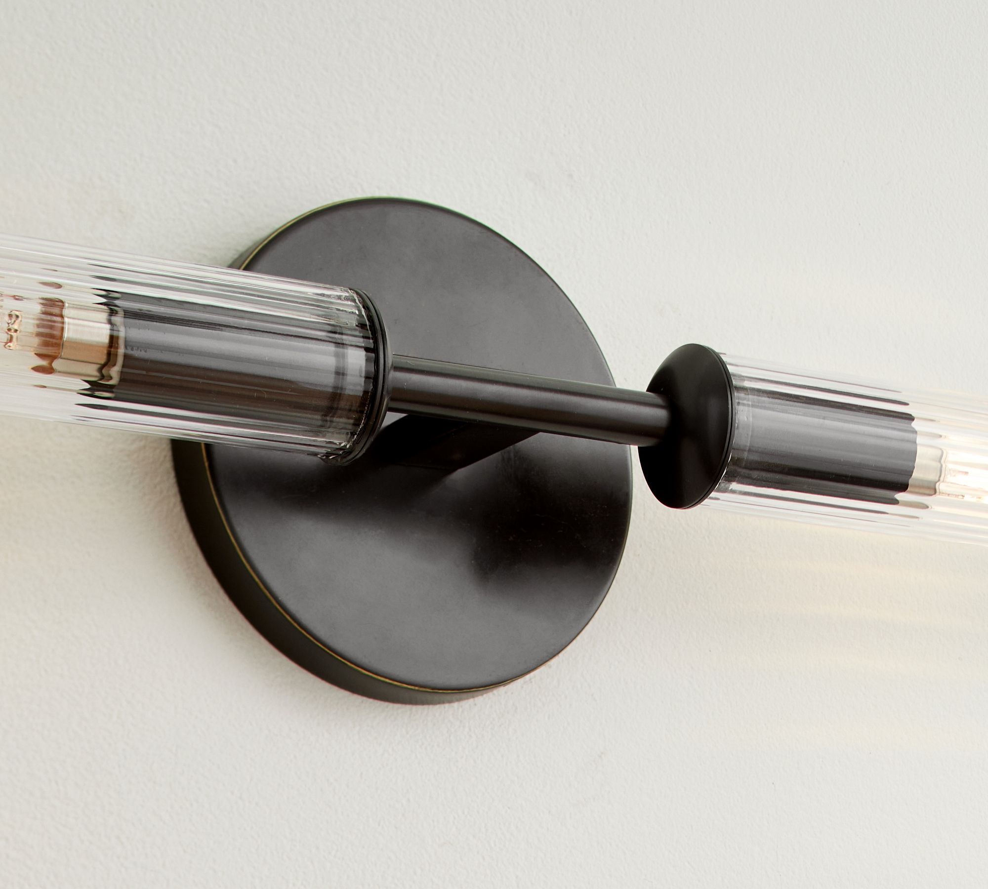 Cooper Ribbed Glass Double Tube Sconce thumbnail 2