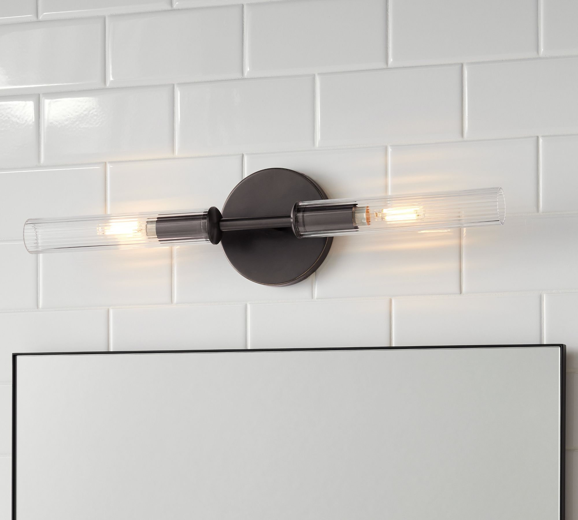 Cooper Ribbed Glass Double Tube Sconce thumbnail 4