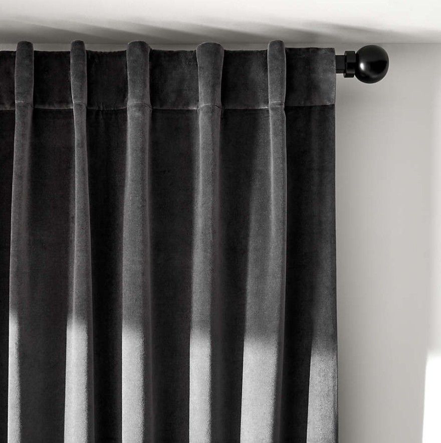 Storm Grey Cotton Velvet Window Curtain thumbnail 2