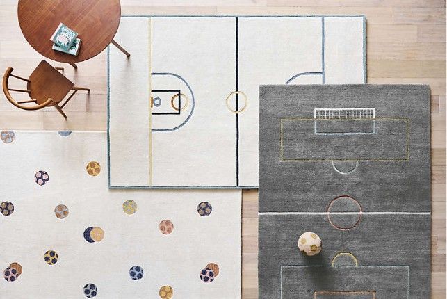 Modern Soccer Field Wool Charcoal Kids Colorful Area Rug 8'x10' thumbnail 2