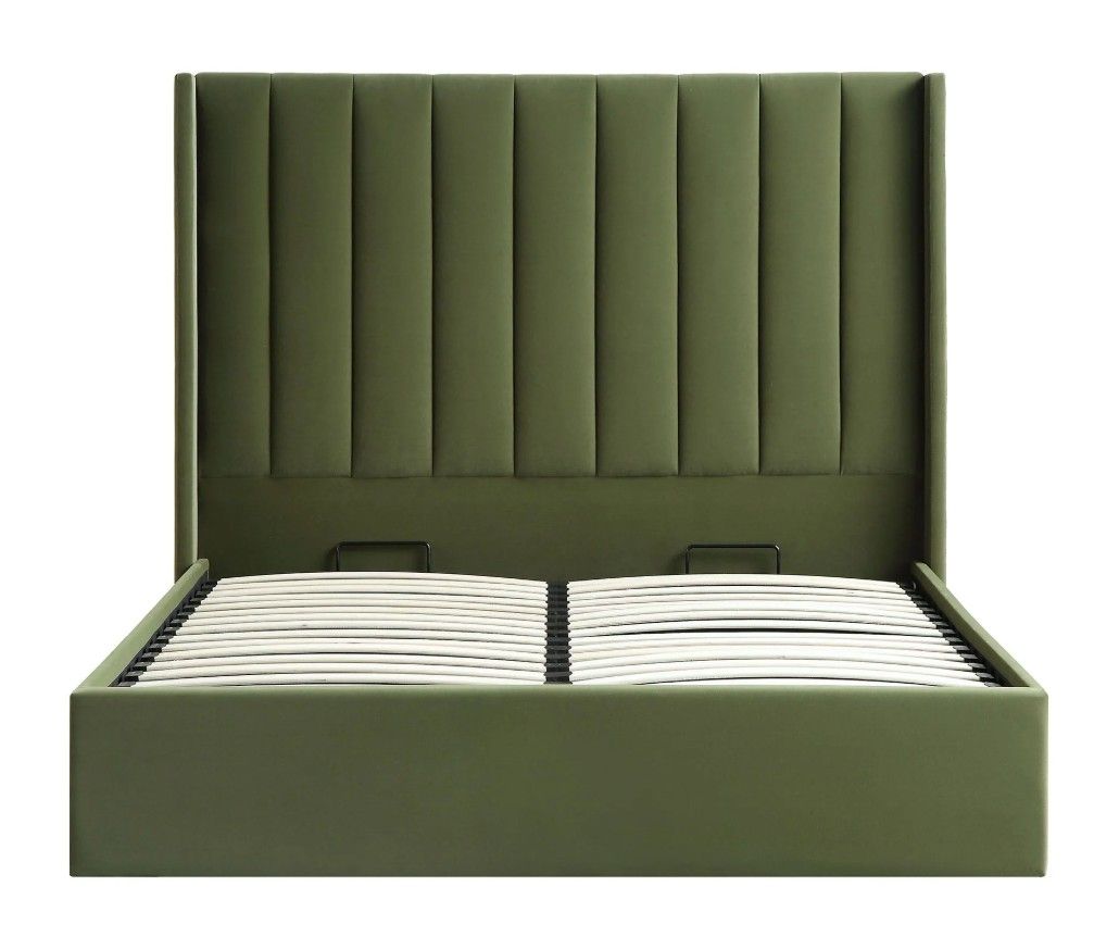 Wilton Moss Green Velvet Ottoman Storage Bed King thumbnail 2