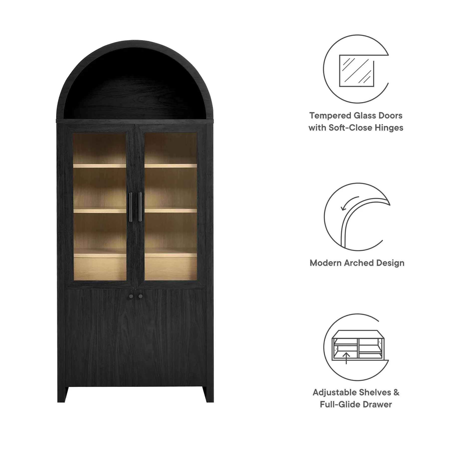 Ellis Arched Tall Display Cabinet thumbnail 7