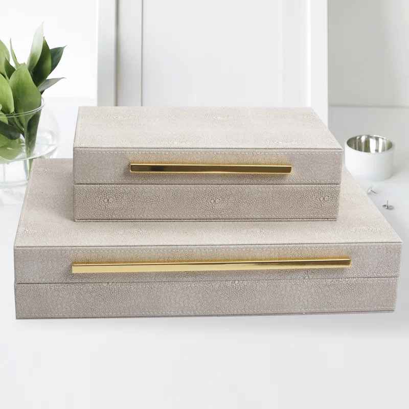 2 Piece Handmade Faux Leather Decorative Box thumbnail 3