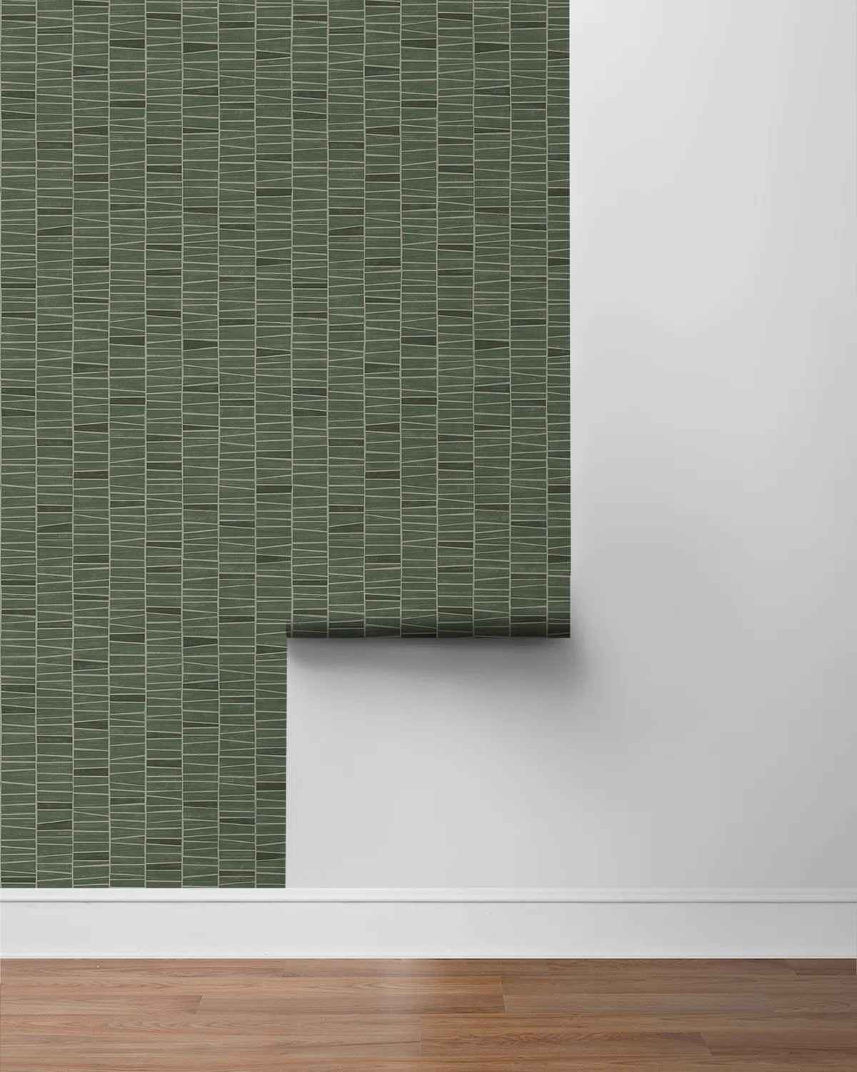 Green Stacy Garcia Home Monochrome Organic Stripe Peel And Stick Wallpaper thumbnail 3
