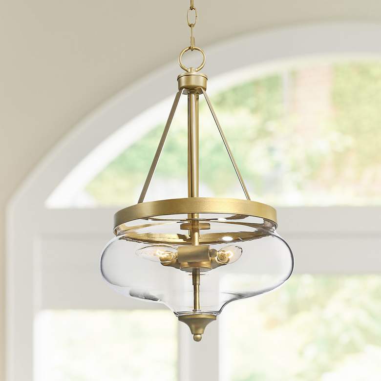 Paige Light Gold Metal Clear Glass Bowl Pendant Light thumbnail 2