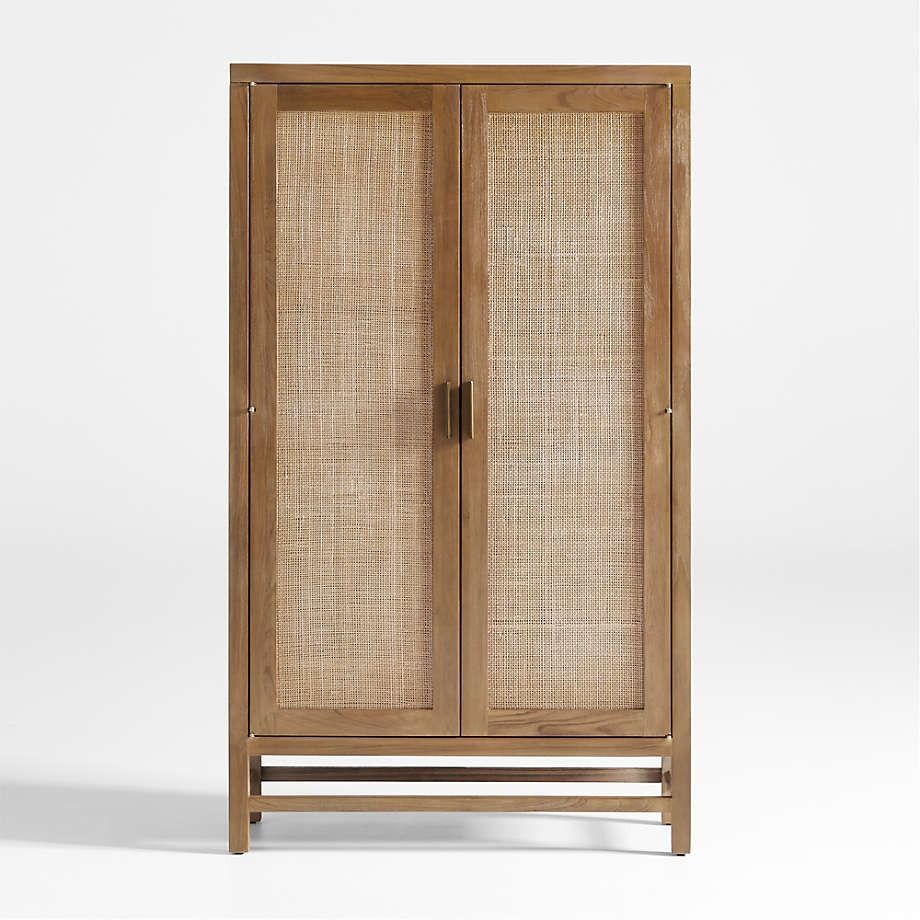 Blake Light Brown Teak and Rattan 2 Door Storage Cabinet thumbnail 3