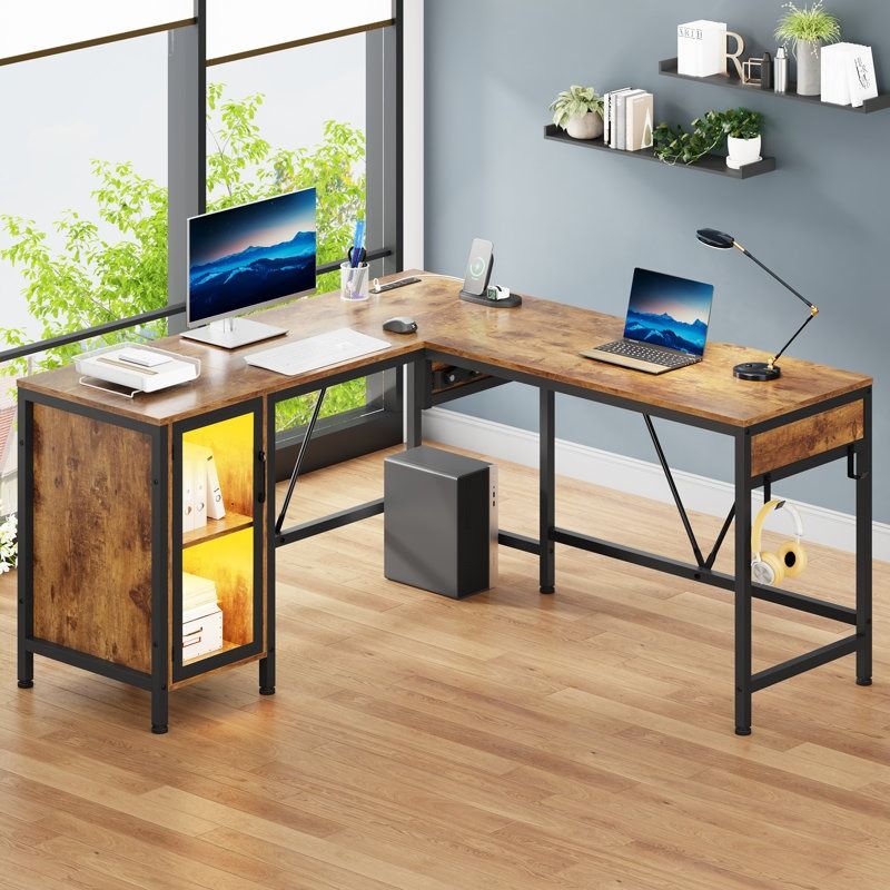 L Shaped Desk With Lift Top Adjustable Standing Desk thumbnail 2