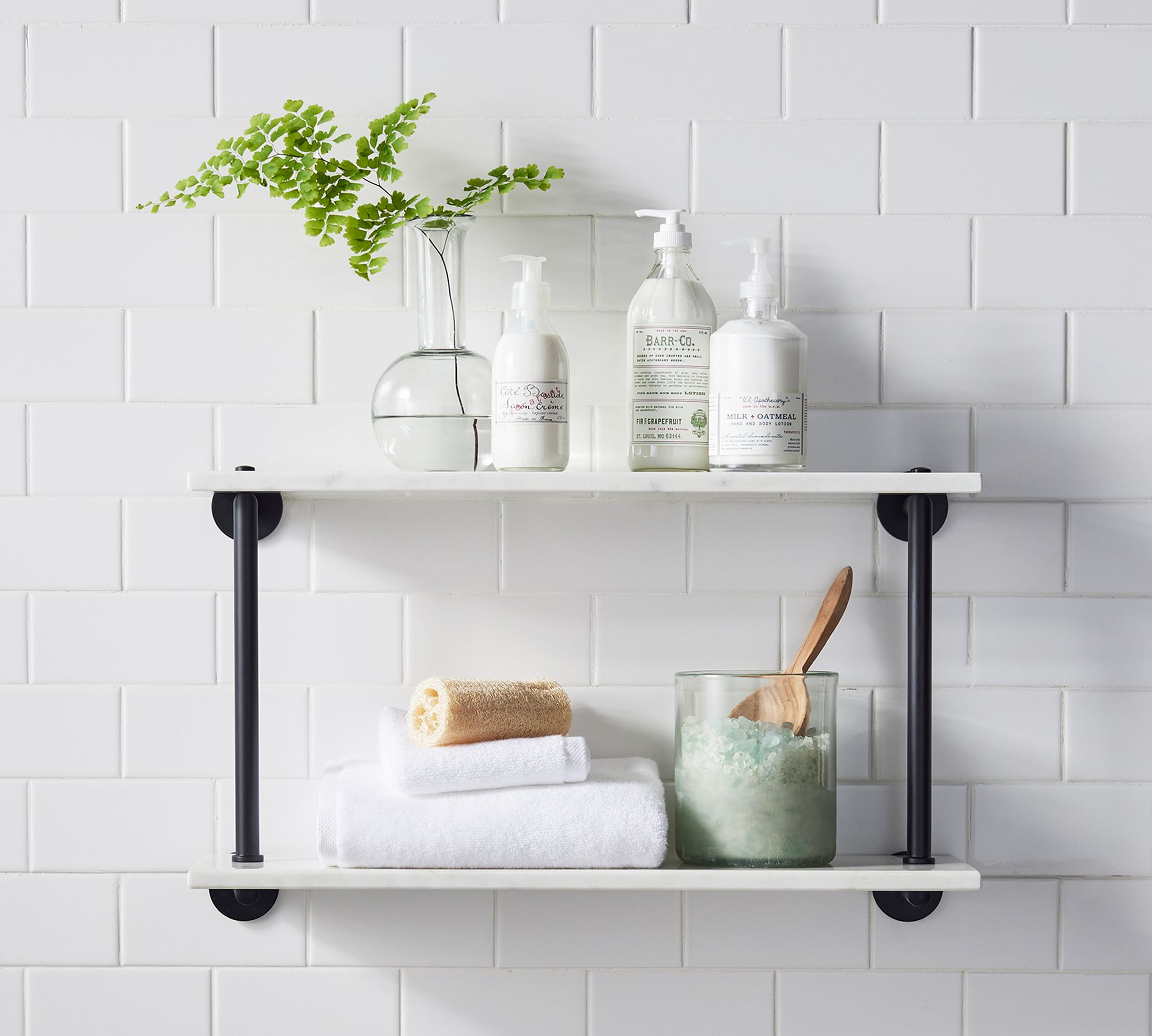 Linden Handcrafted Double Marble Shelf thumbnail 2