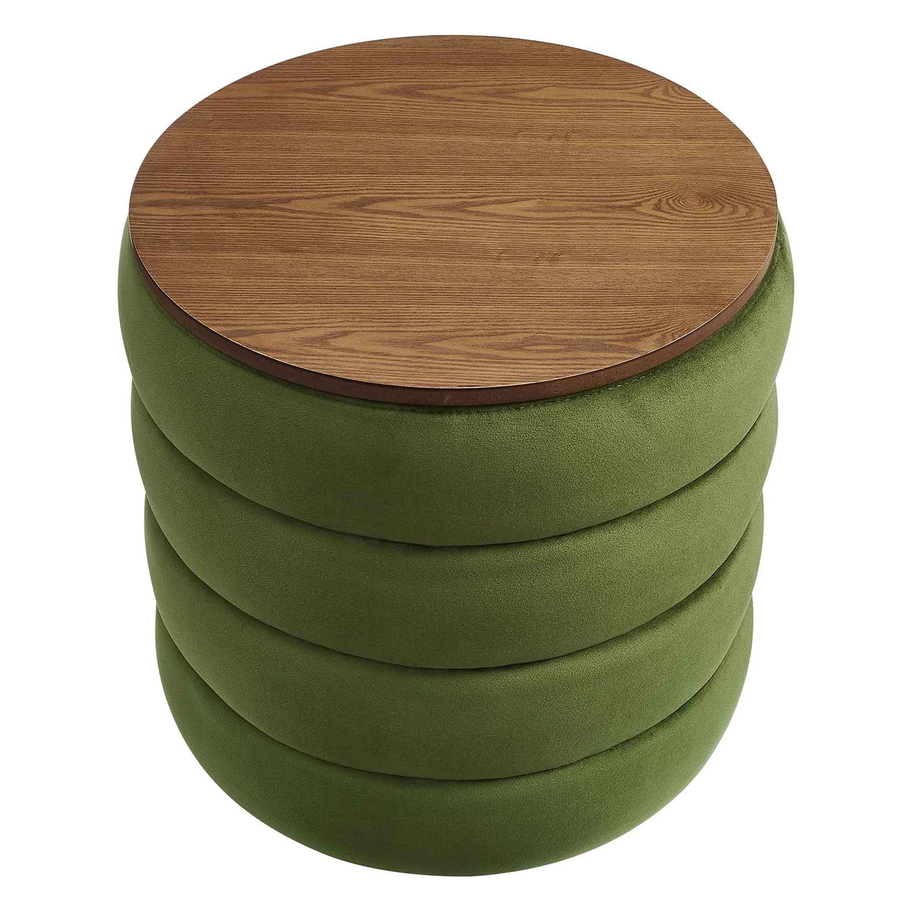 Majestic Round Plush Velvet Storage Ottoman thumbnail 3