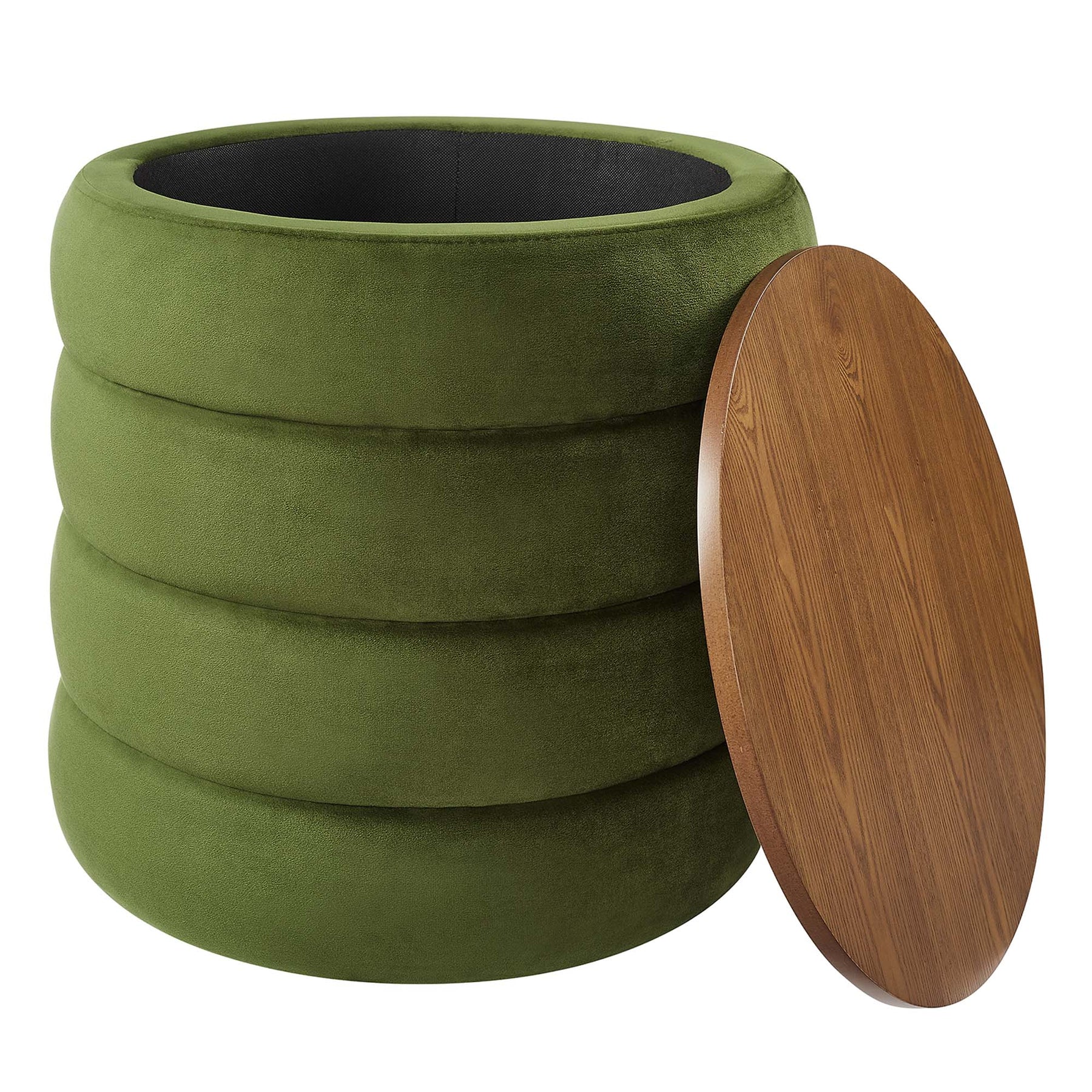 Majestic Round Plush Velvet Storage Ottoman thumbnail 4