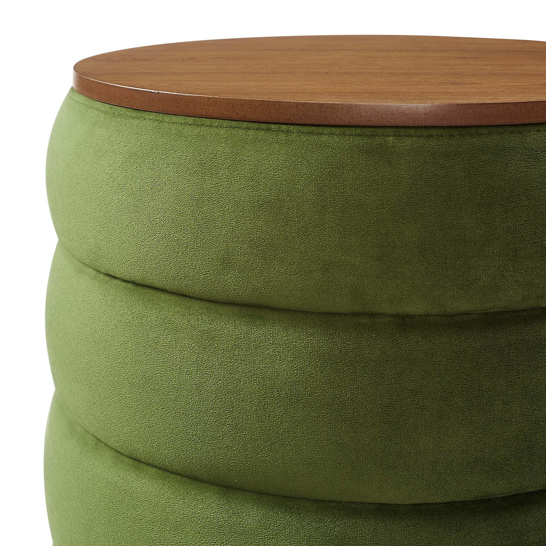 Majestic Round Plush Velvet Storage Ottoman thumbnail 5