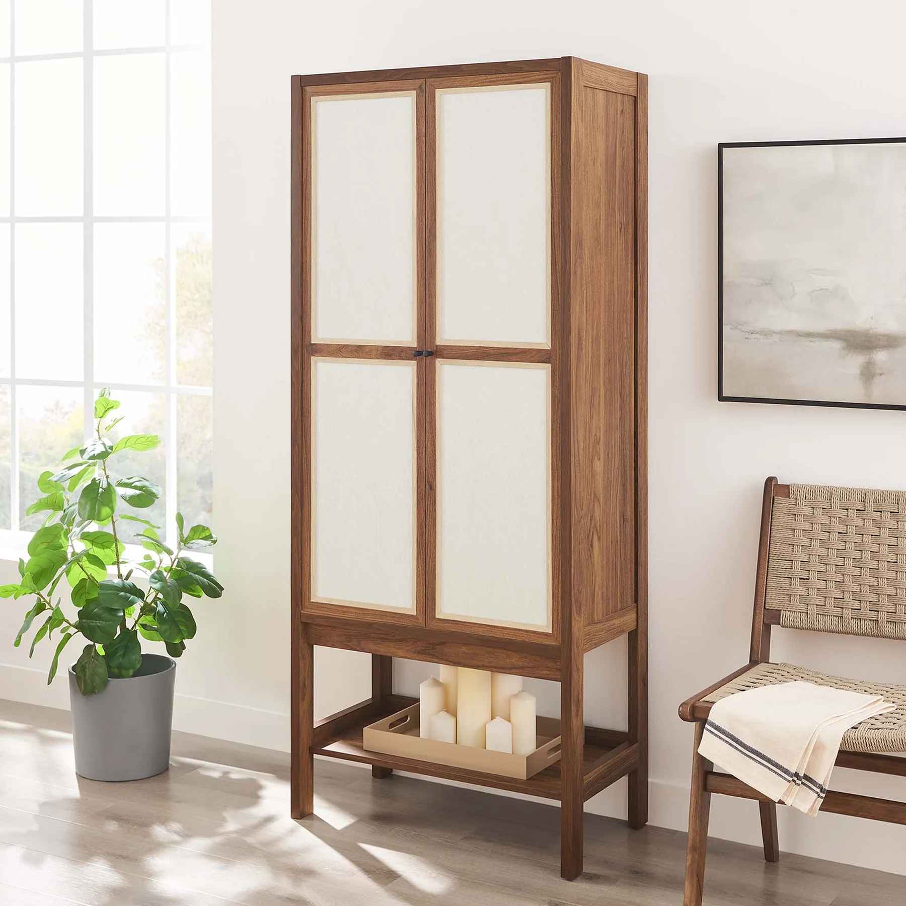 Carmen Tall Wood Grain Standing Storage Cabinet thumbnail 2
