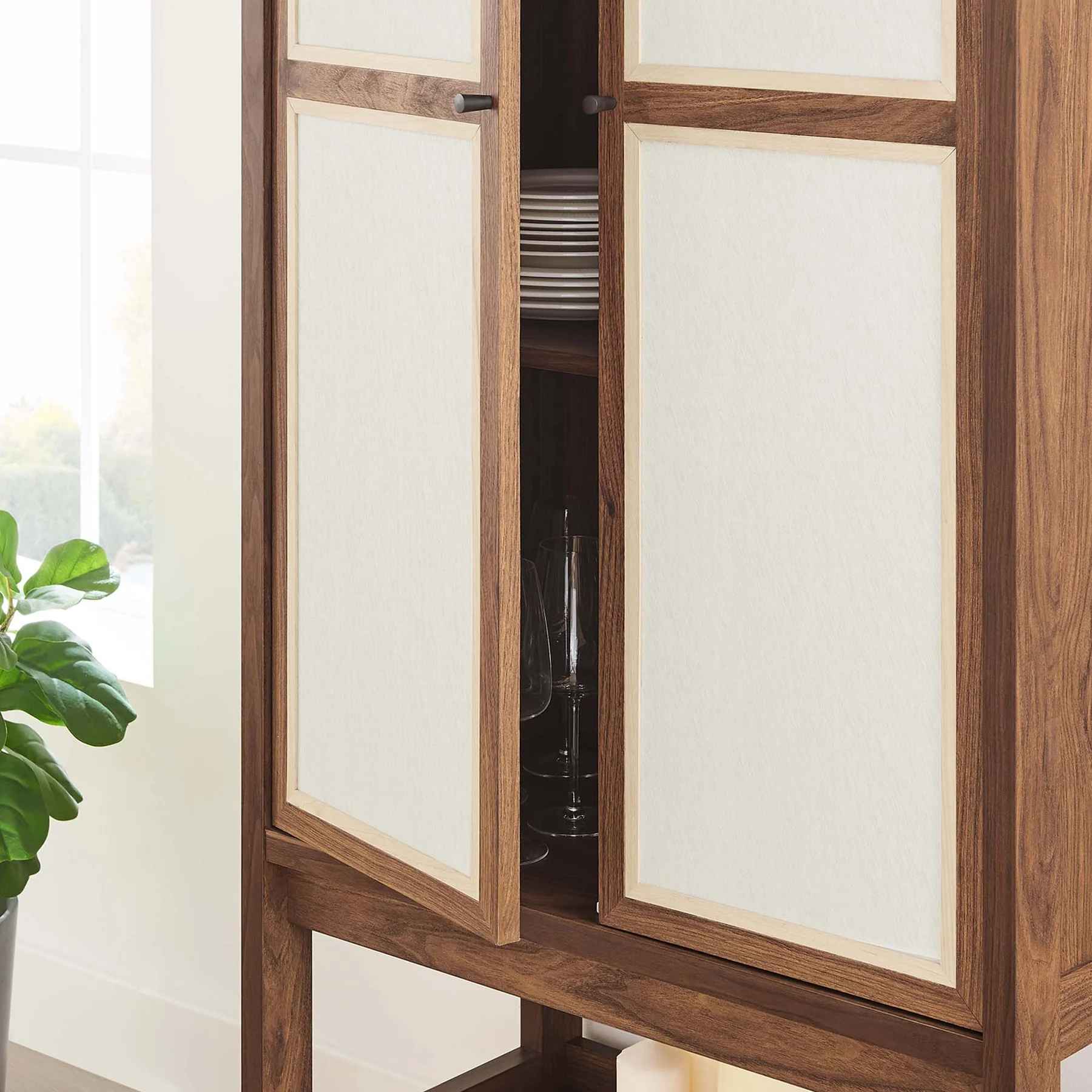 Carmen Tall Wood Grain Standing Storage Cabinet thumbnail 7