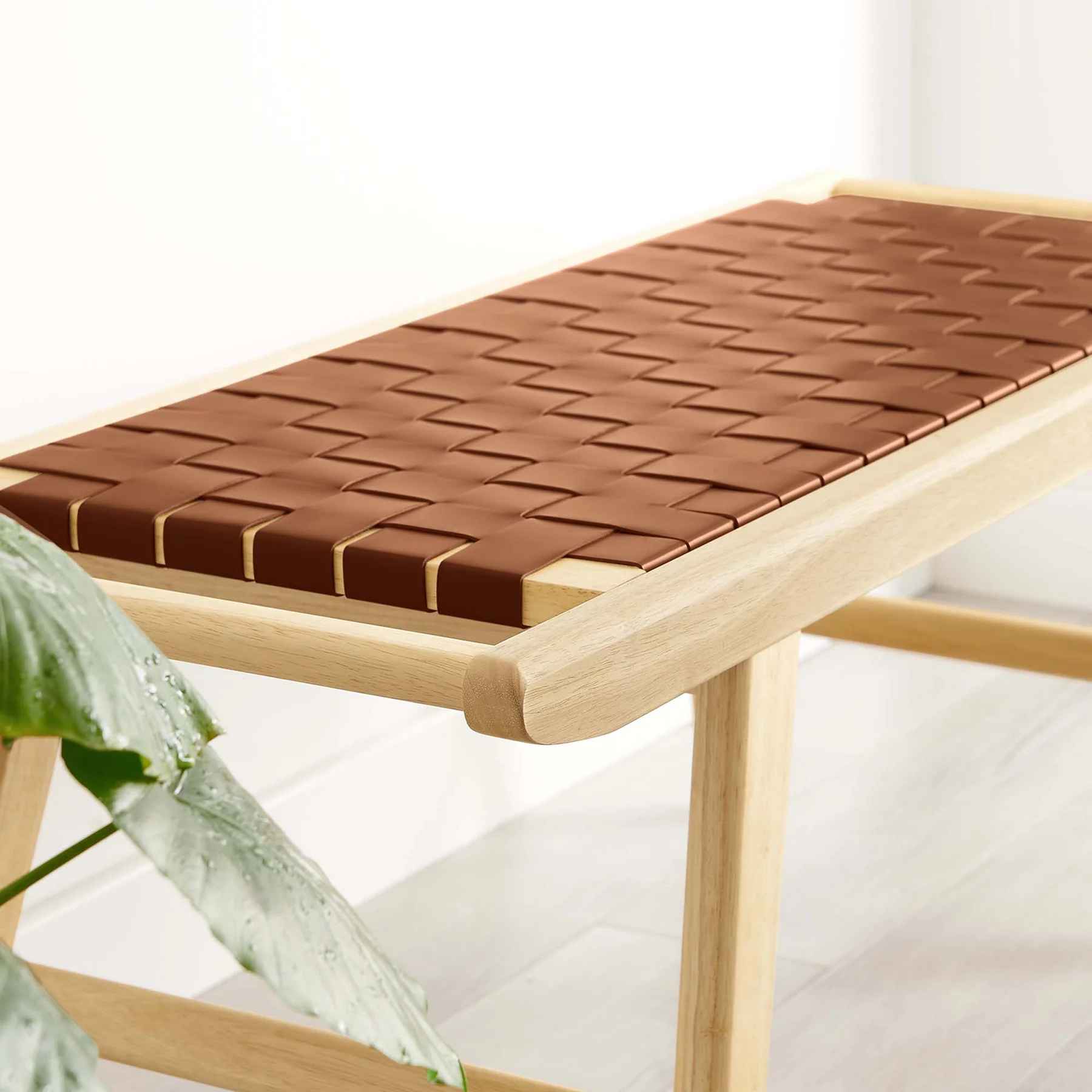 Shelby Synthetic Leather Wood Bench thumbnail 6
