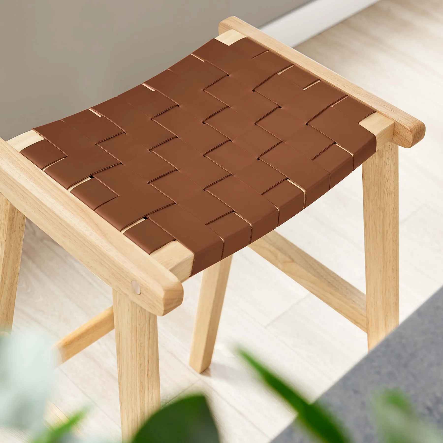 Sylvan Leather Wood Bar Stool Set of 2 thumbnail 7