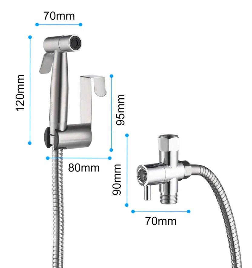 Brushed Nickel Handheld Bidet Sprayer Attachment for Toilet thumbnail 2