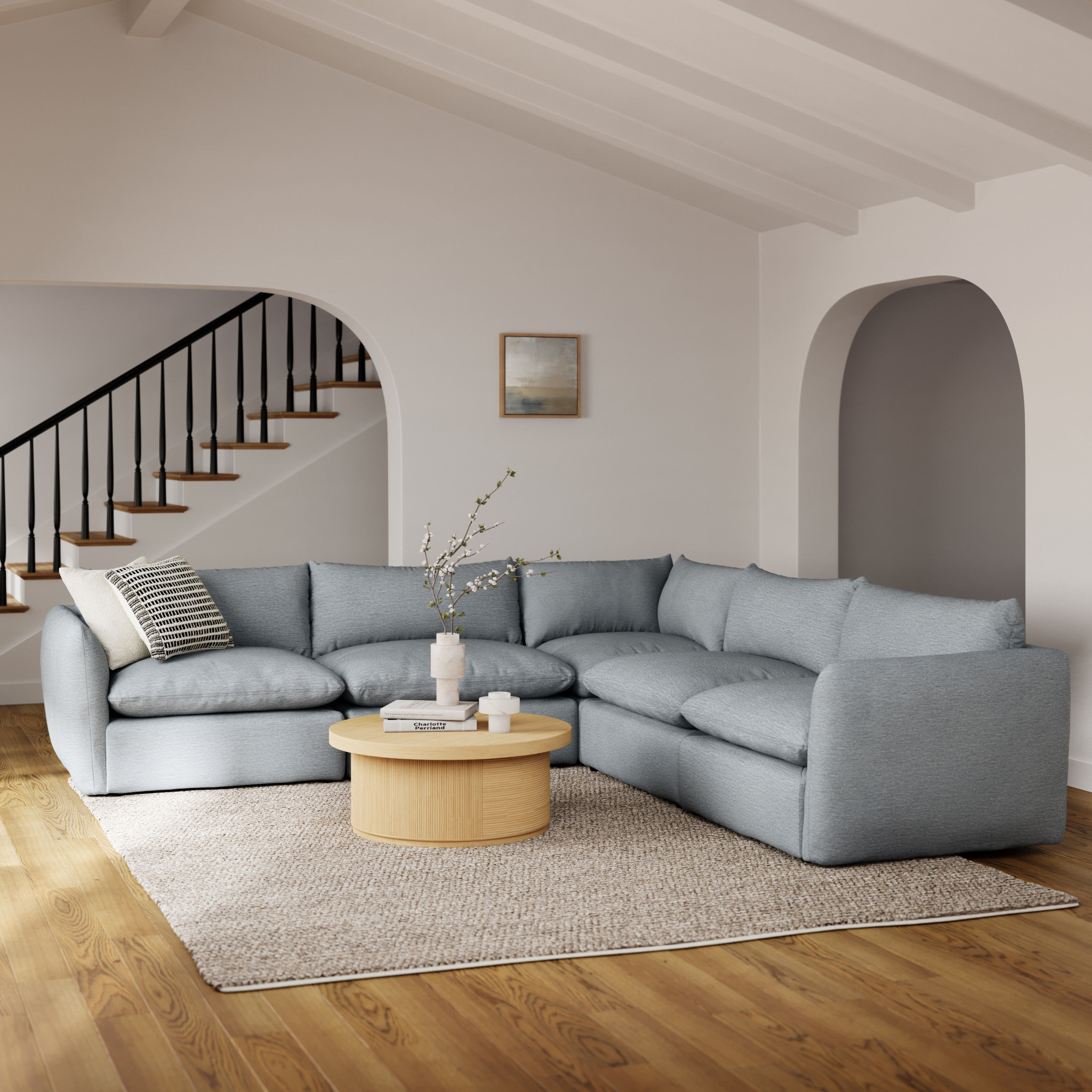 Leigh Modular Corner Sectional Silver Light Blue thumbnail 2