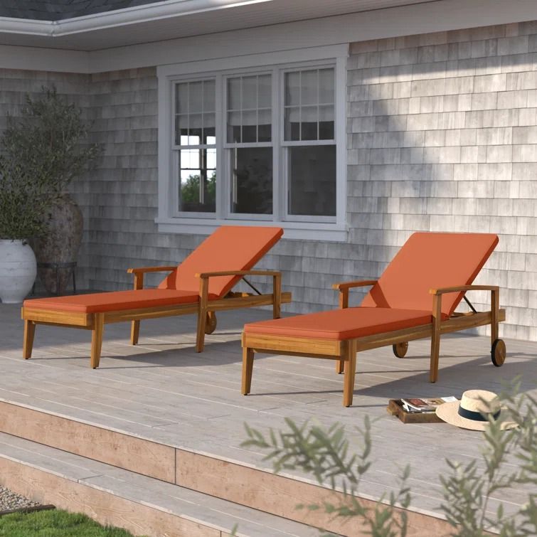 Saeon Outdoor Acacia Chaise Lounge Set thumbnail 2