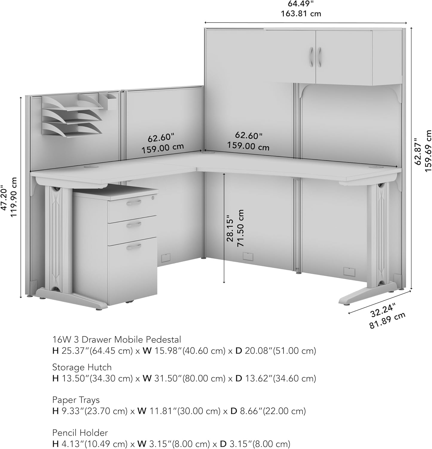 Bush Business Furniture Office in an Hour 65W L Shaped Cubicle Desk  thumbnail 2