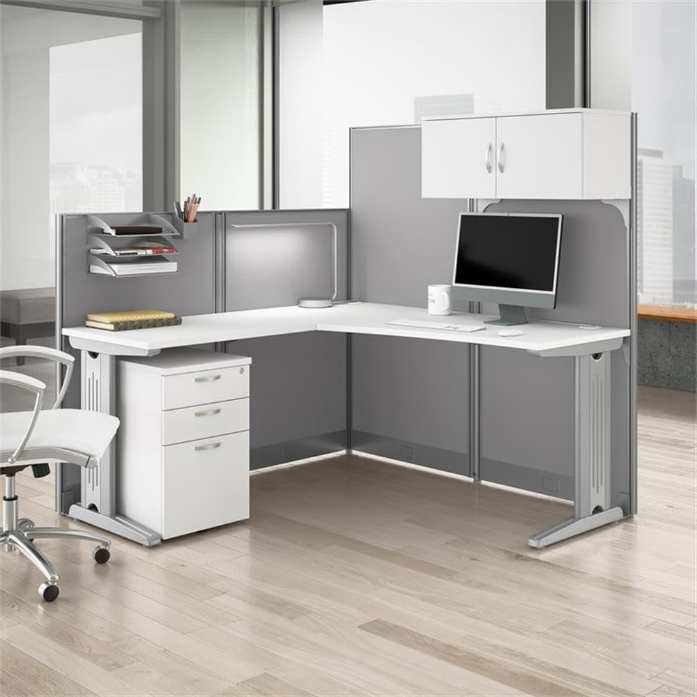 Bush Business Furniture Office in an Hour 65W L Shaped Cubicle Desk  thumbnail 3