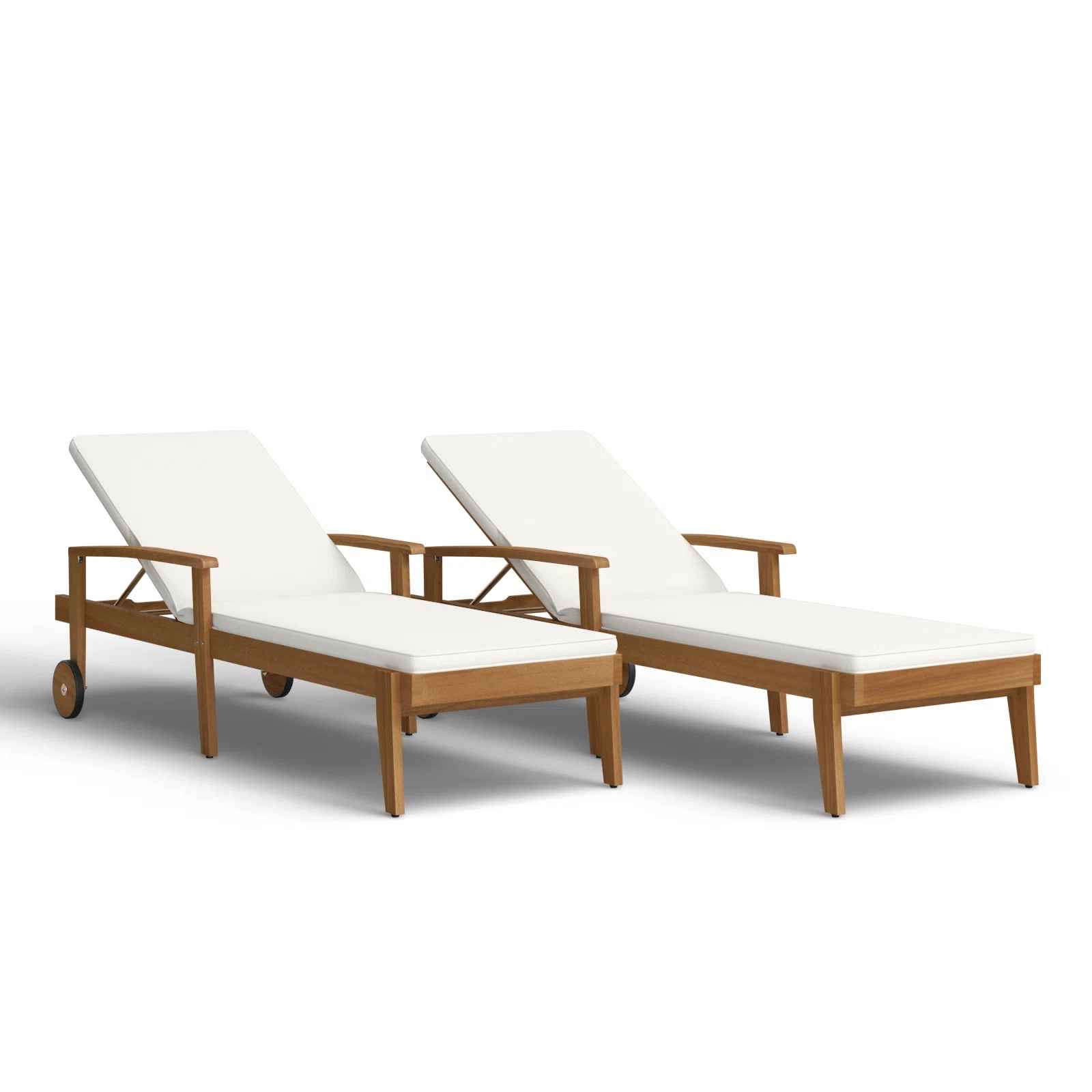Saeon Outdoor Acacia Chaise Lounge Set thumbnail 3