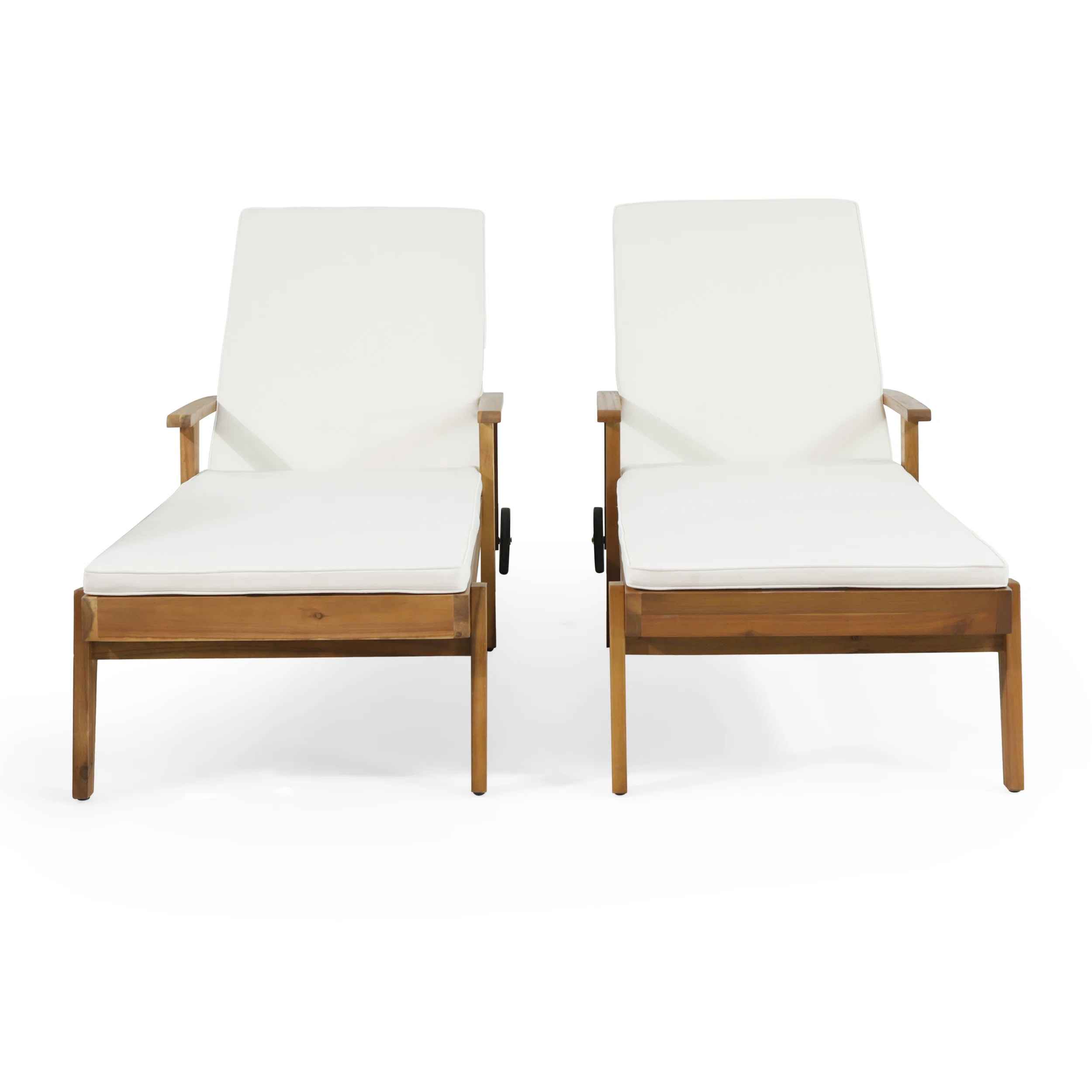 Saeon Outdoor Acacia Chaise Lounge Set thumbnail 7