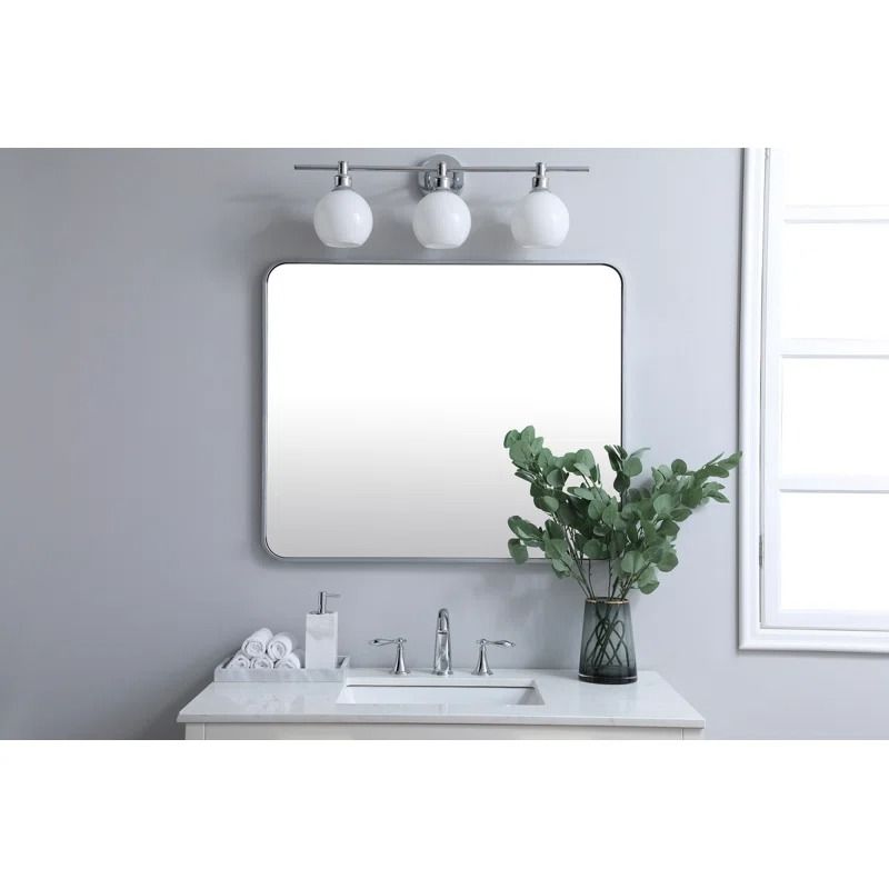 Sabine Metal Rounded Rectangle Wall Mirror 36x30 thumbnail 2