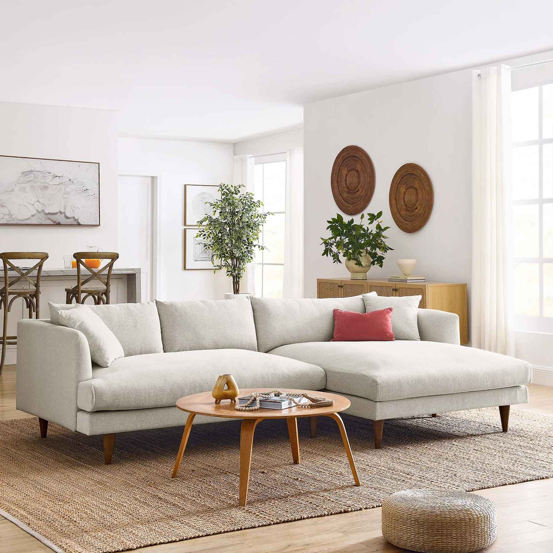 Zara Right Facing Down Filled Overstuffed Sectional Sofa thumbnail 2