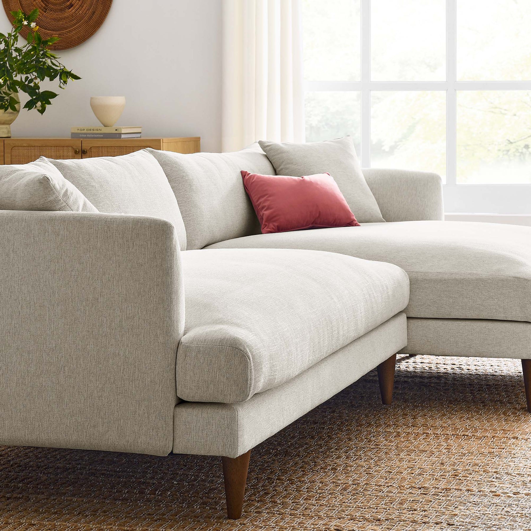 Zara Right Facing Down Filled Overstuffed Sectional Sofa thumbnail 5