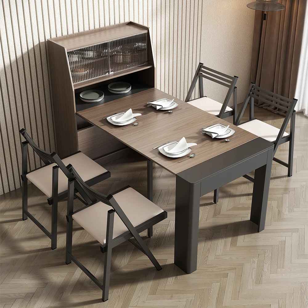 Farmhouse Extendable Dining Table with Storage Sideboard thumbnail 2