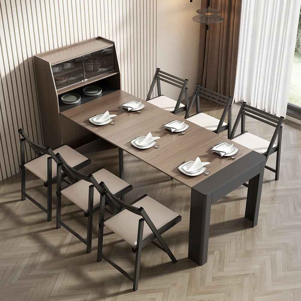 Farmhouse Extendable Dining Table with Storage Sideboard thumbnail 3