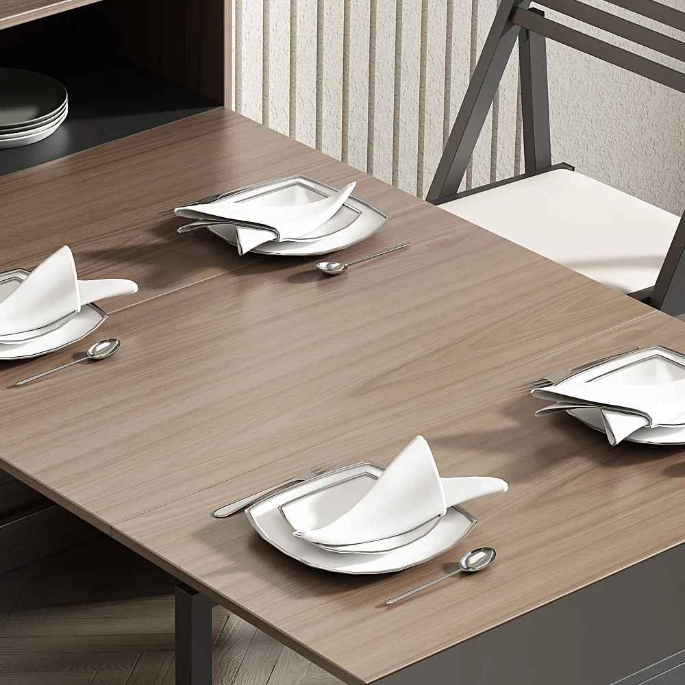 Farmhouse Extendable Dining Table with Storage Sideboard thumbnail 5