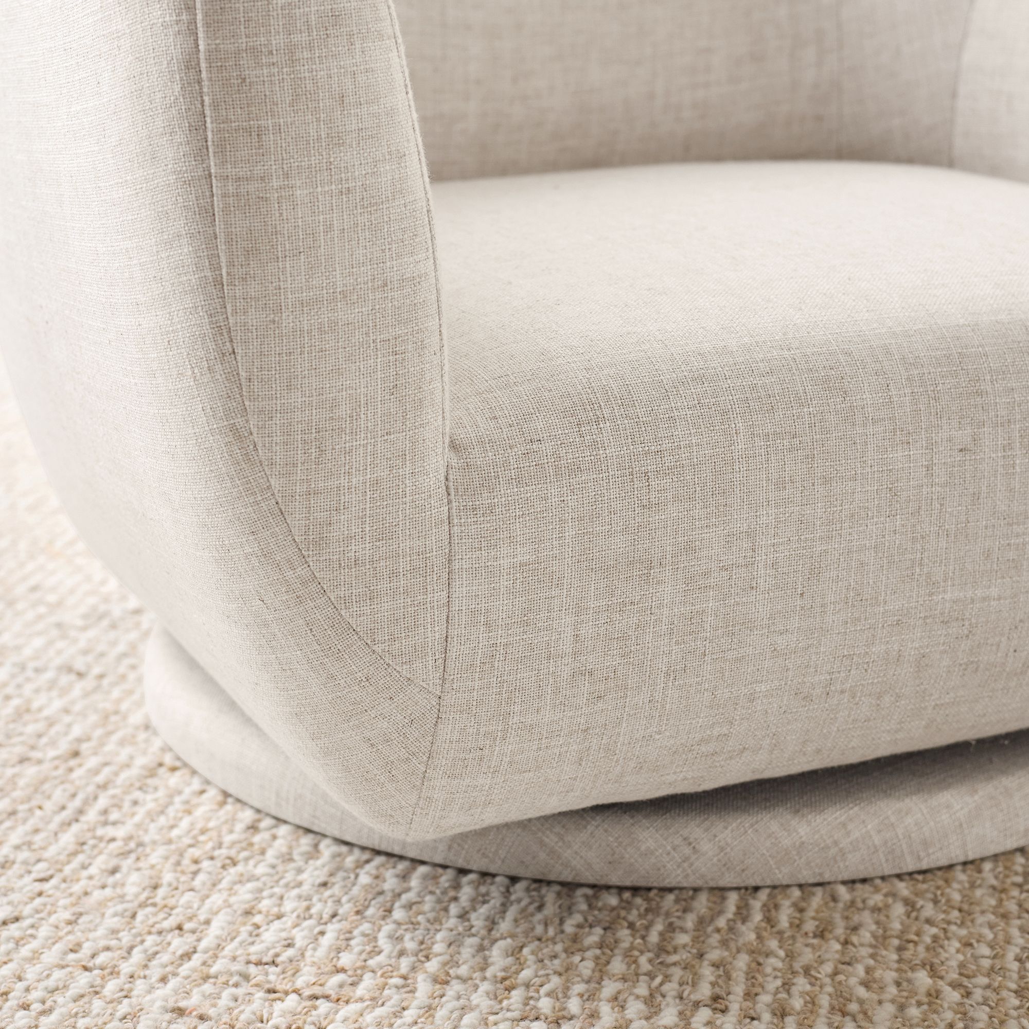 Eco Performance Textured Weave Oatmeal Lennon Low Swivel Chair thumbnail 3