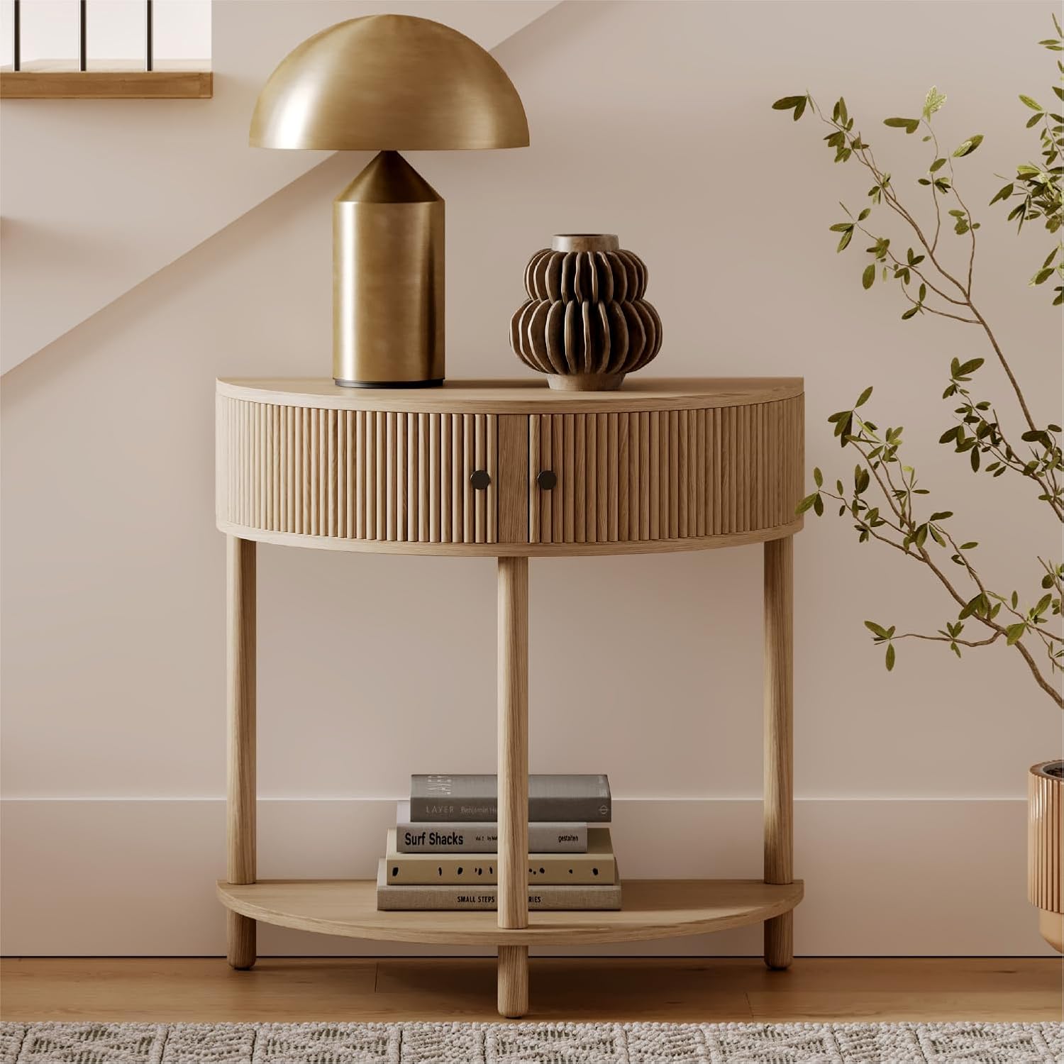 Fluted Half Moon Console Table thumbnail 2