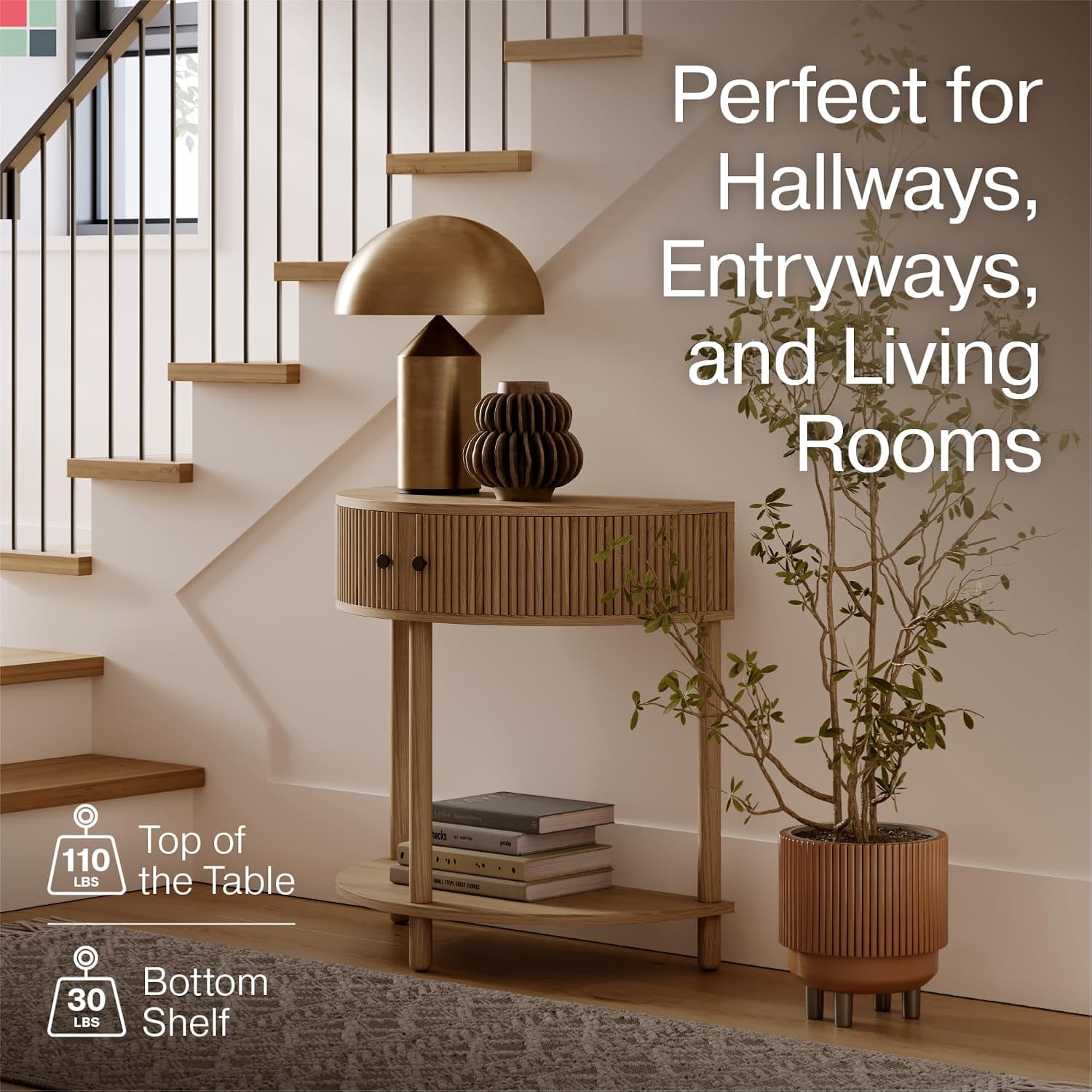 Fluted Half Moon Console Table thumbnail 3