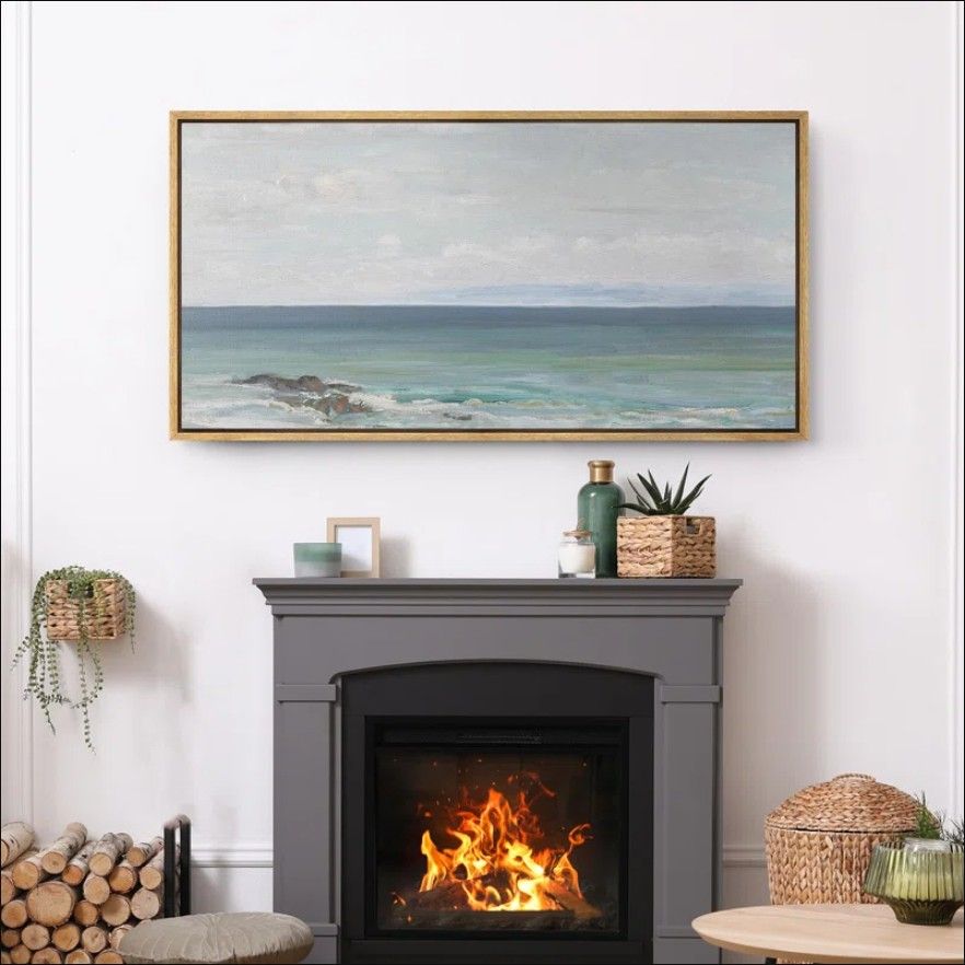 Peaceful Coastal Horizon Soft Seascape Modern Art Relax Calm Warm Extra Large Pictures thumbnail 3
