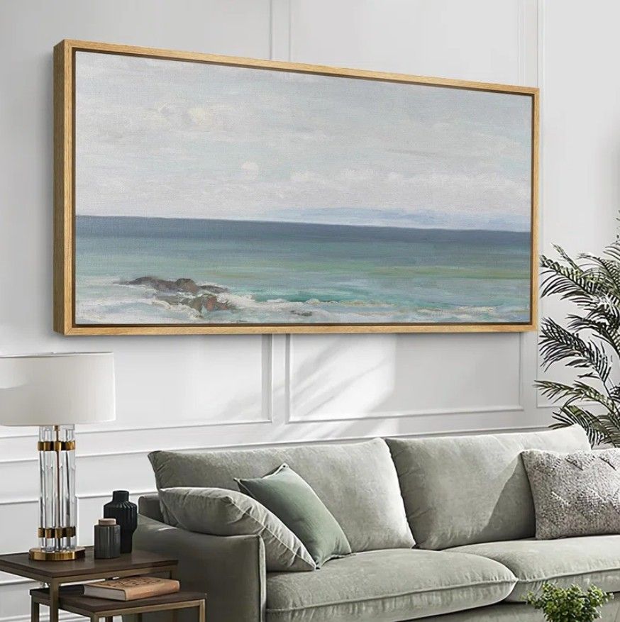 Peaceful Coastal Horizon Soft Seascape Modern Art Relax Calm Warm Extra Large Pictures thumbnail 4